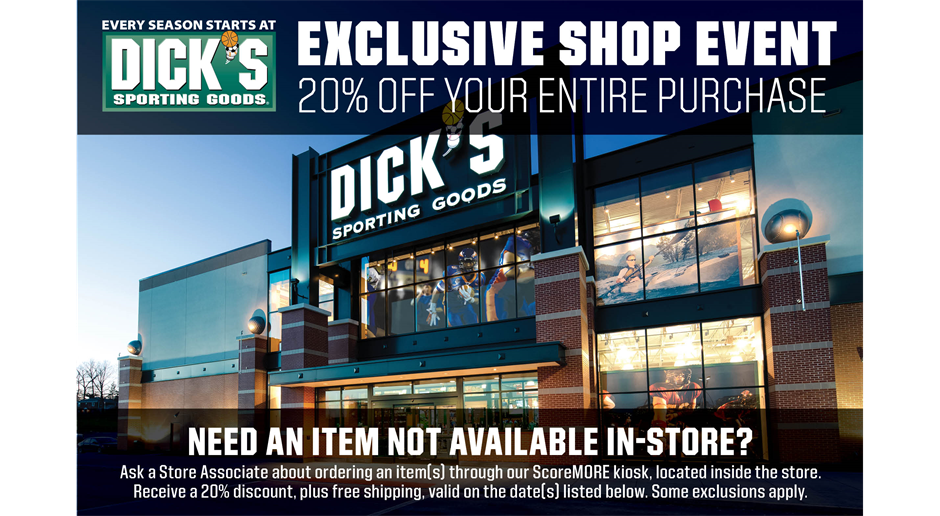 DICK’S 20% off Shop Event 3/1-3/3